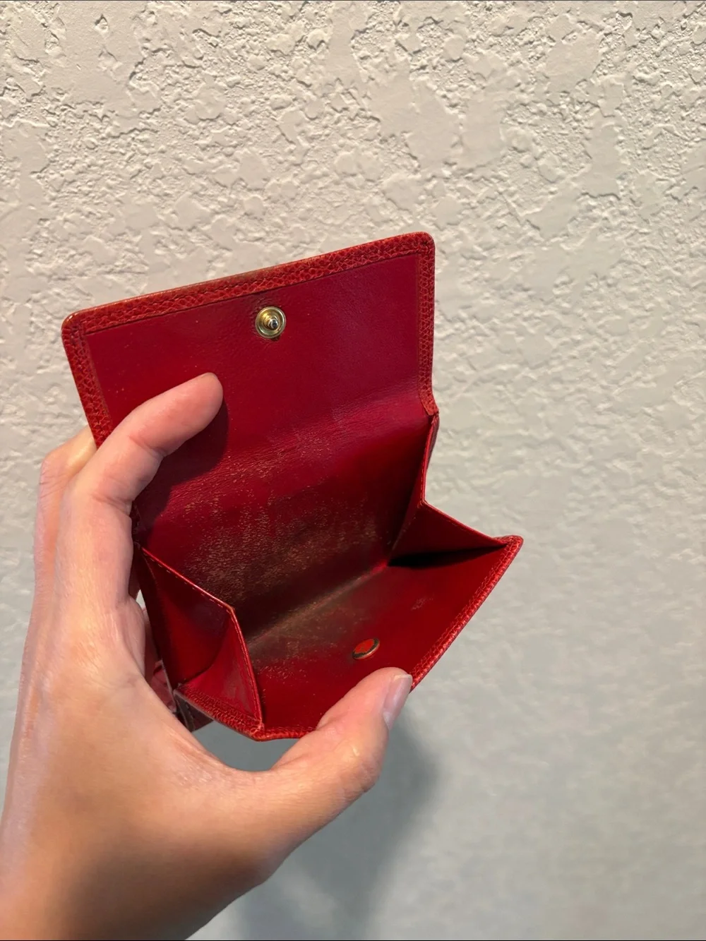 Loewe Red Leather Compact Wallet with Embossed Logo